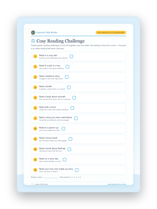 Preview of the printable Cosy Reading Challenge.