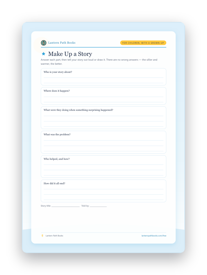 Preview of the printable Make Up a Story sheet.